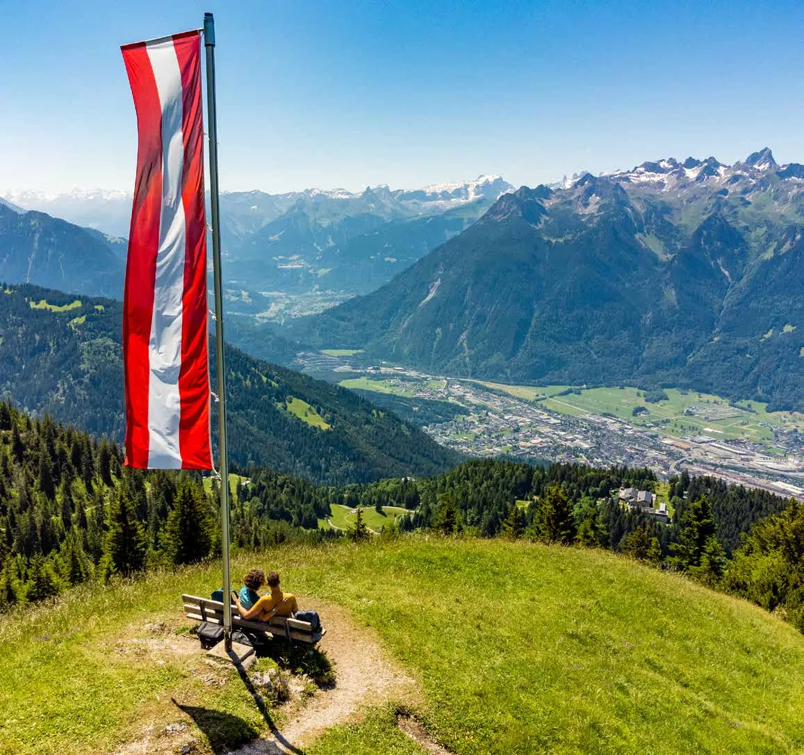 Summer viewpoint above the Brandnertal valley near Elements Residences